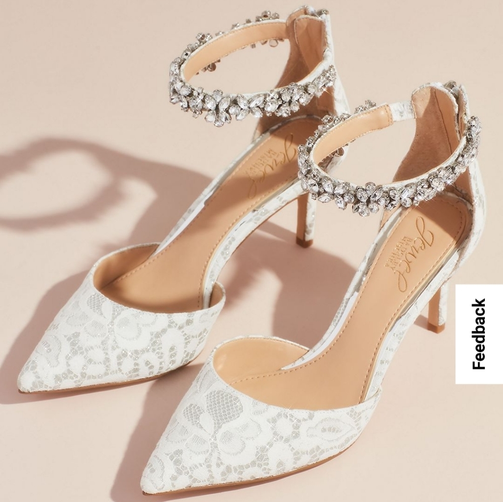 Jewel Badgley Mischka Lace Bridal Shoes!